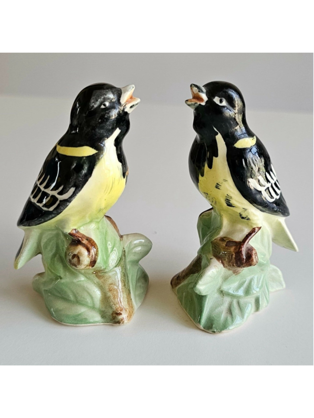 Vintage Hand Painted Porcelain Bird Figurines Set - 3.5" - Made in Japan - MCM